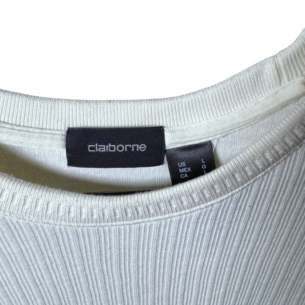 Claiborne Ribbed Cream Top - Picture 2 of 3